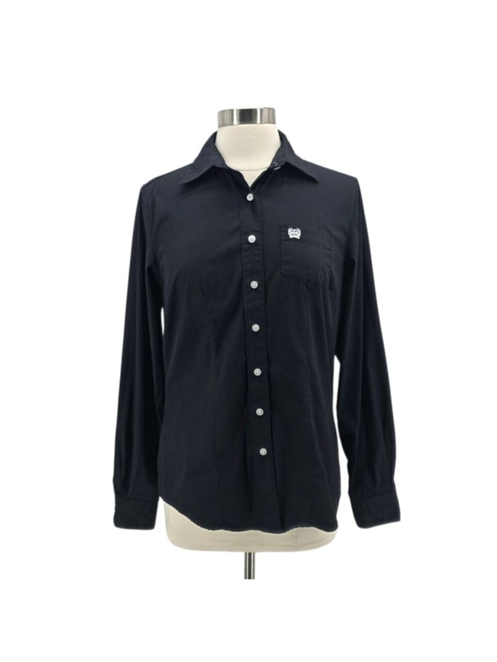 Cinch Womens Medium Top Western Long Sleeve Button Down Black Logo Shirt